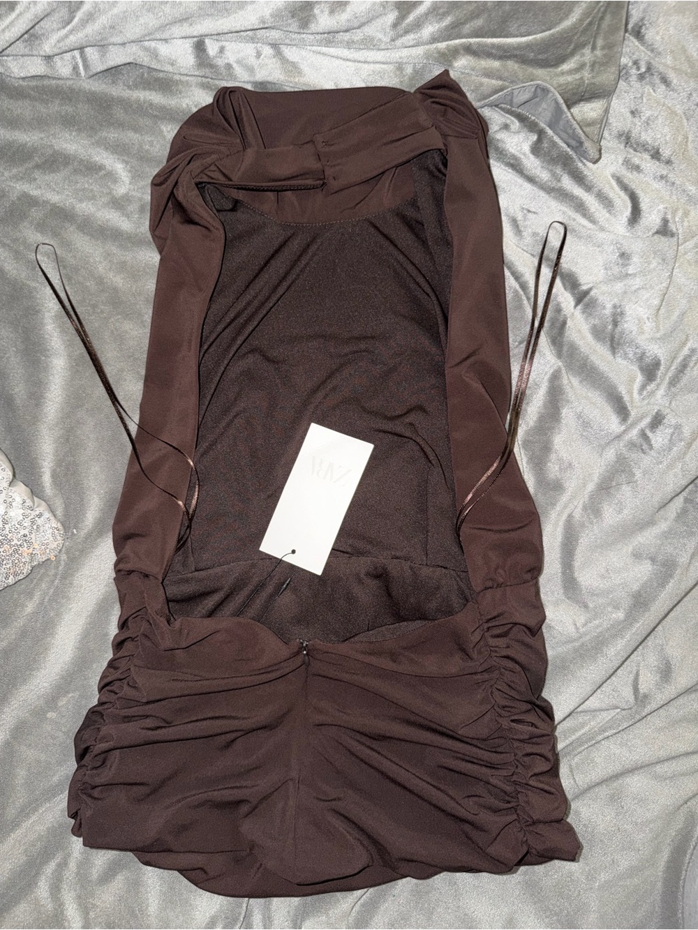 Zara Brown Draped Halter Top - Picture 8 of 9
